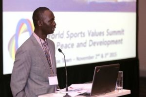MSFS Student Sadibou Sylla speaks at summit