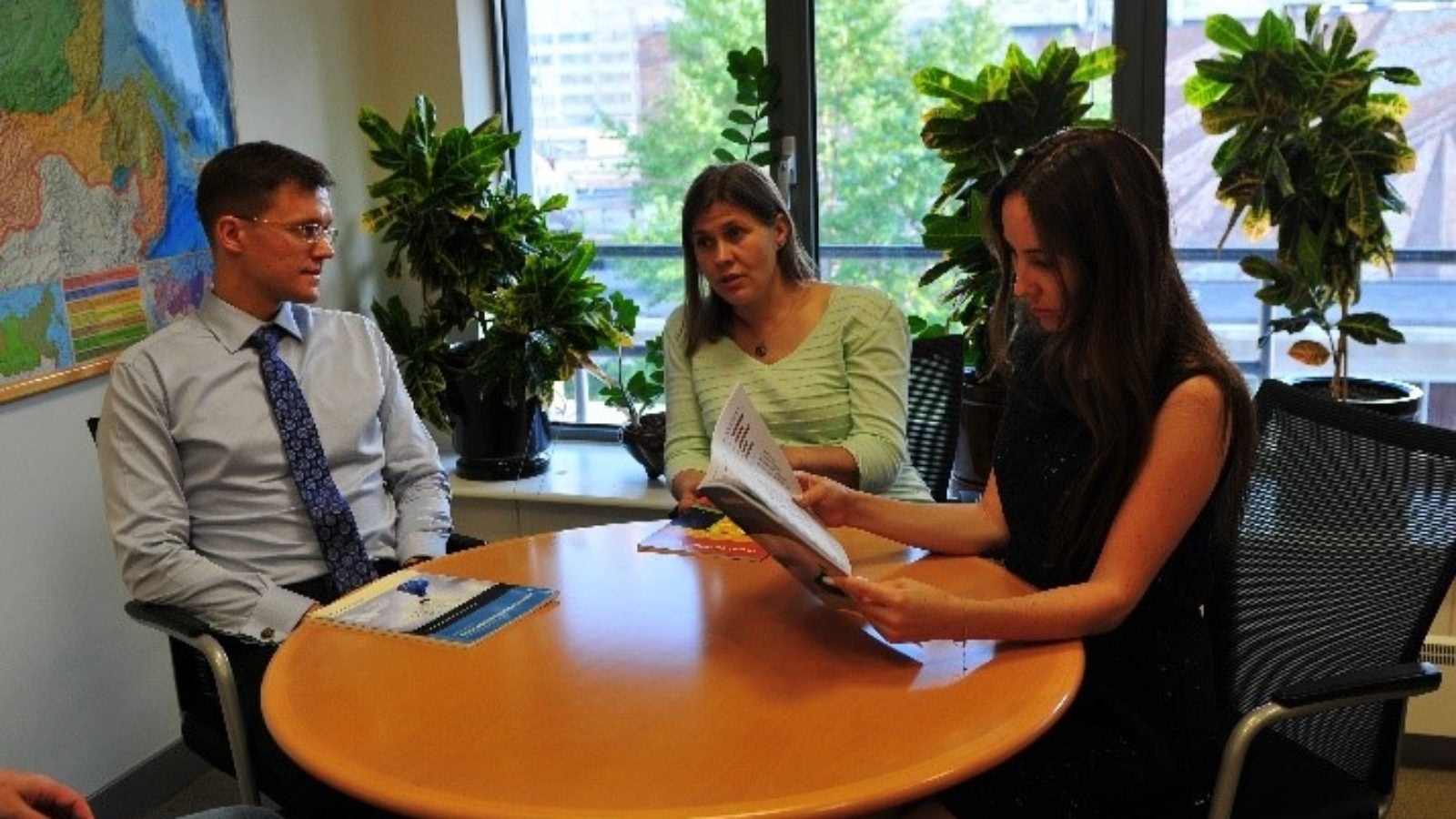 students discussing their study abroad expierence