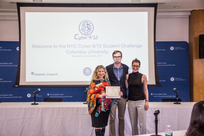 Students winning first place in cyber challenge