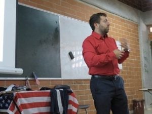 Ben teaching in his classroom in Brazil.